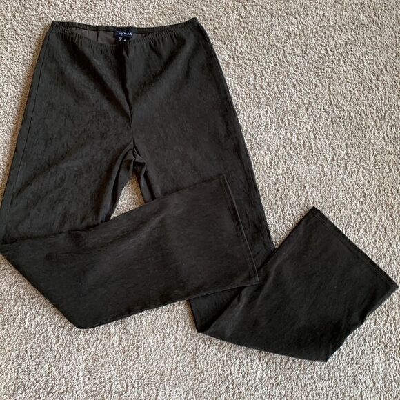 My Nicole Wide Leg Olive Green Faux Suede Pants pull on size medium - Picture 2 of 9